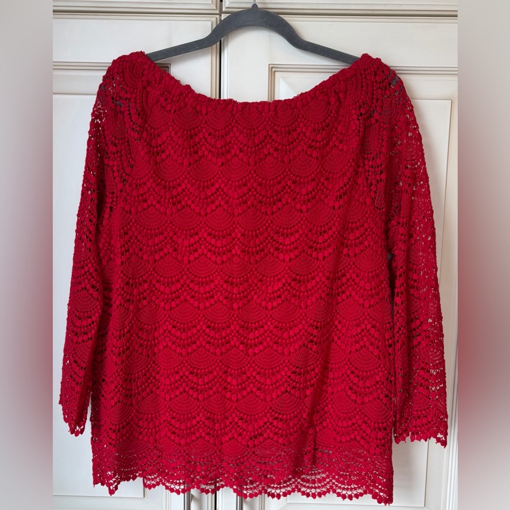 NWT Talbots “Reserve” Red Lace Top. Large. Beautiful details. - Picture 7 of 7